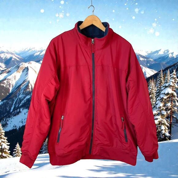 DULUTH TRADING Mens Full Zip Fleece Lined Jacket Red L Outdoor Utility Workwear - Picture 9 of 9